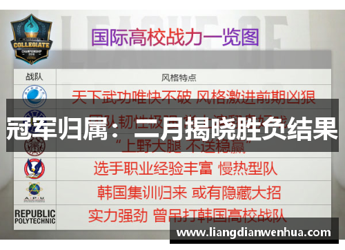 冠军归属：二月揭晓胜负结果
